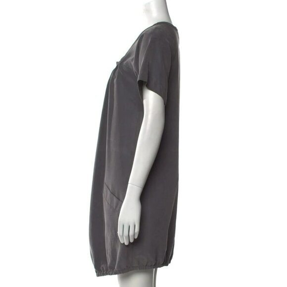 Yigal Azrouël Dress XS/2 Gray Shift Square Neck Pockets Bubble Hem Minimal - Picture 6 of 6